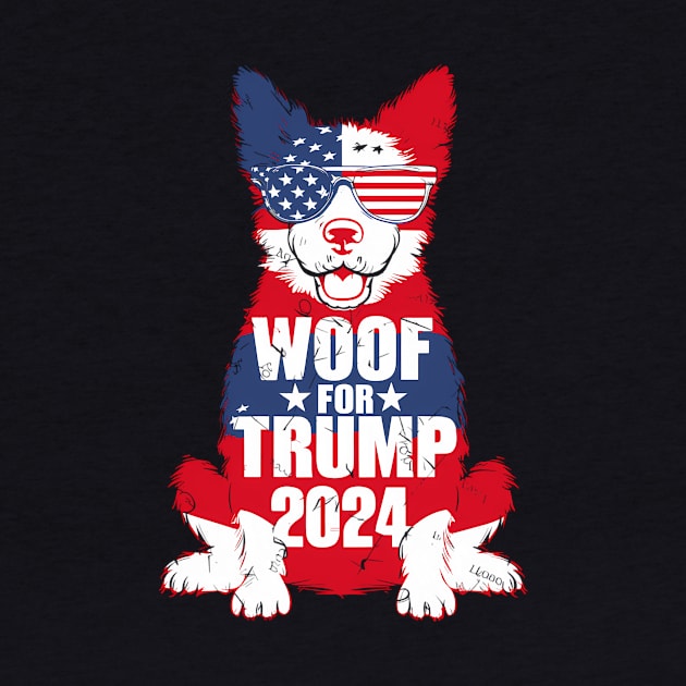 Woof For Trump Election America Usa Dog 2024 by KimonoKaleidoscope